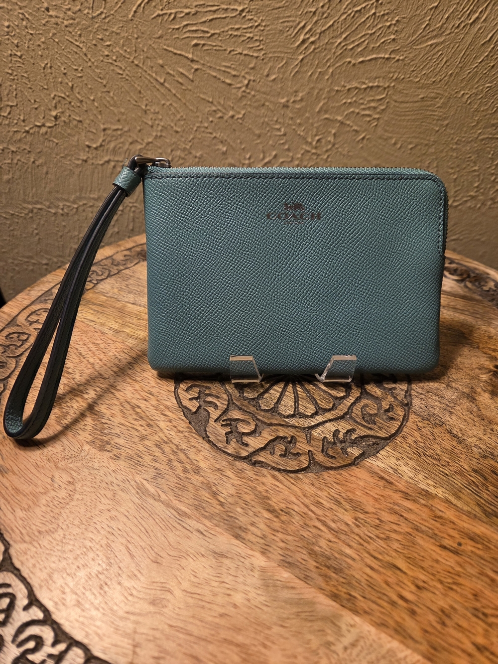 Coach Teal Leather Wristlet Wallet